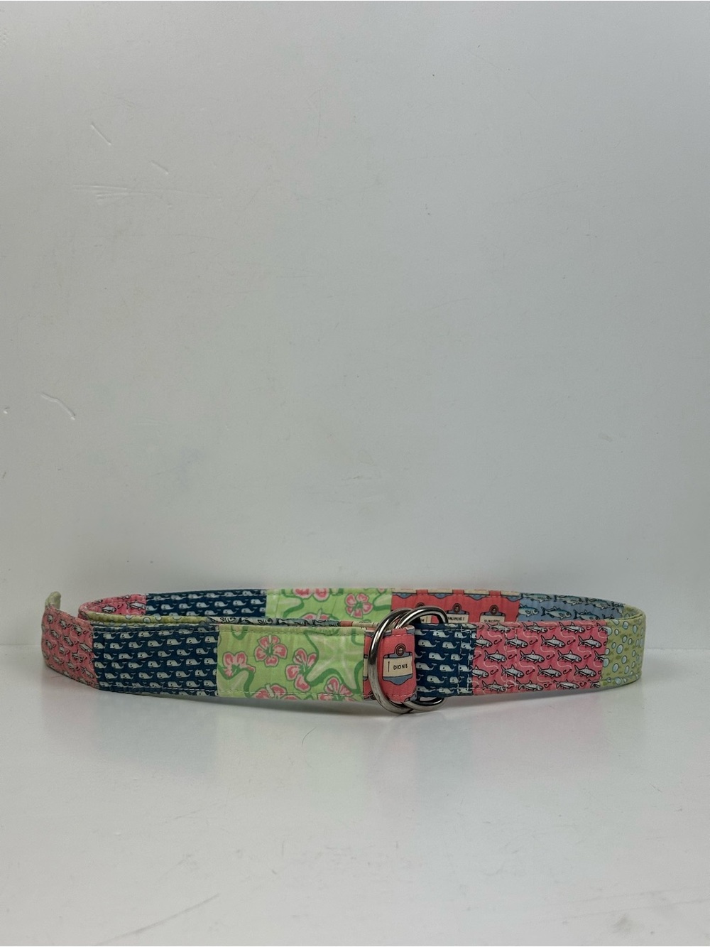 Vineyard Vines PatchworkNantucket D-Ring Fabric Belt in Pink, Blue, Green